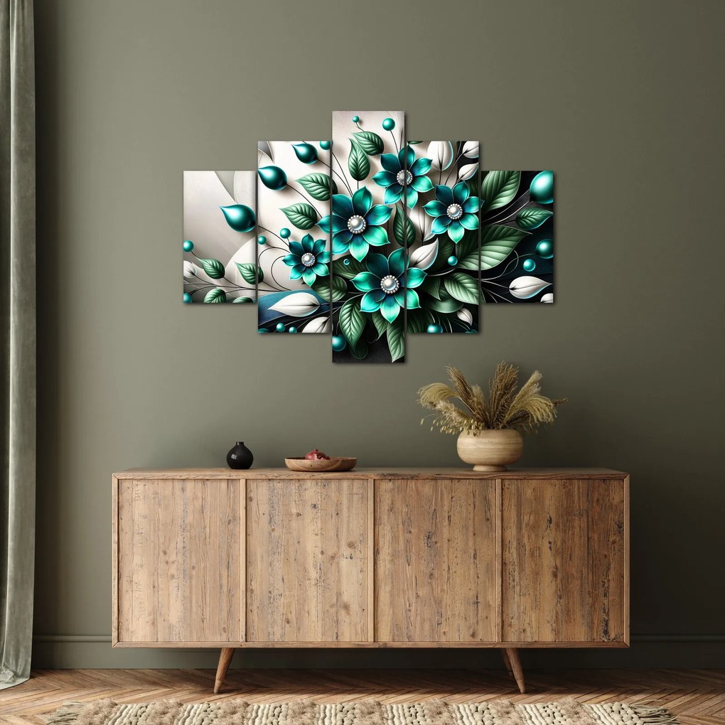 Tablou - Flori turcoaz 3D (150x105 cm)