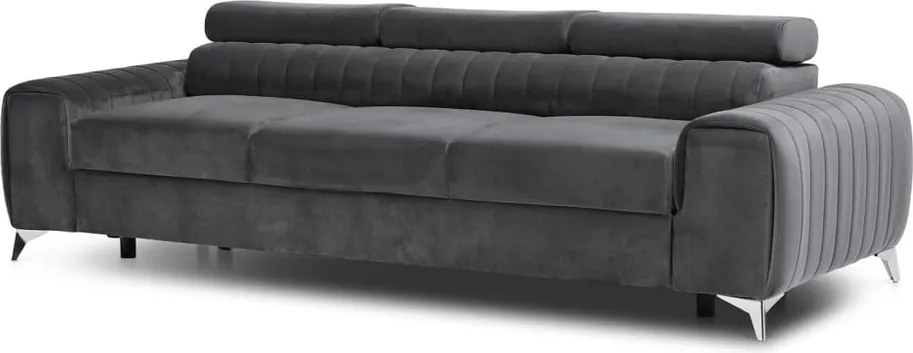 Canapea gri închis extensibilă cu tapițerie din catifea 261 cm Laurence – ELTAP