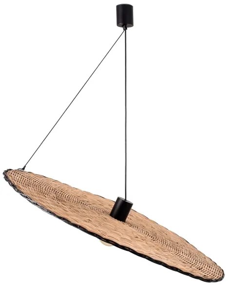 Lustră pe cablu COSTAS 1xE27/15W/230V d. 100 cm neagră/ratan FARO 68590-70