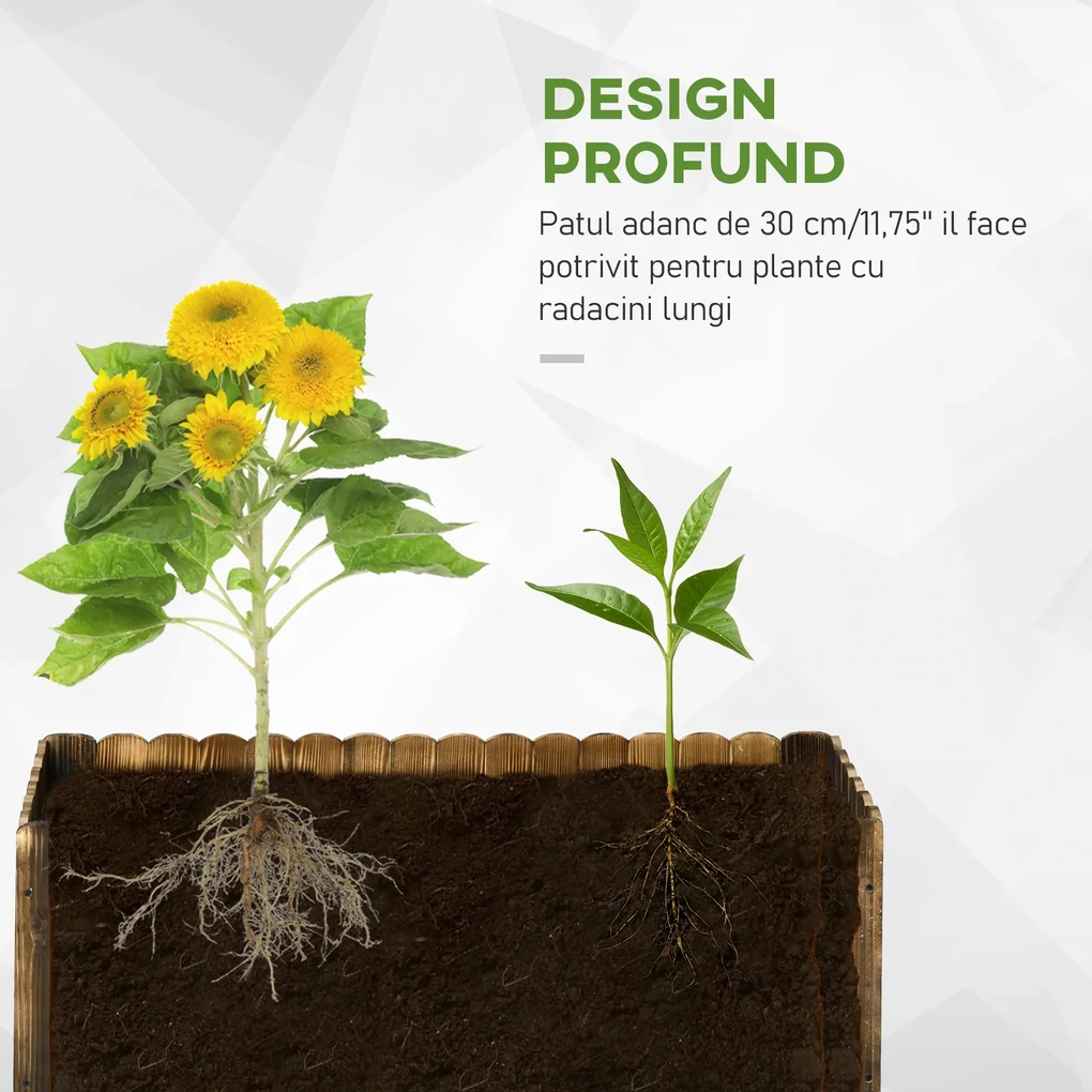 Outsunny Jardinieră de Grădină Dreptunghiulară pentru Plante, 80x33x30 cm, Lemn Natural | Aosom Romania