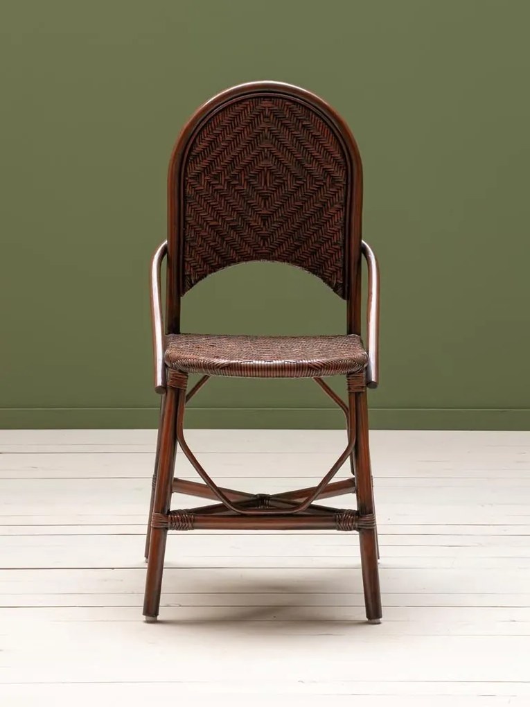 Scaun de dining portocaliu inchis din rattan, "Pigmento"