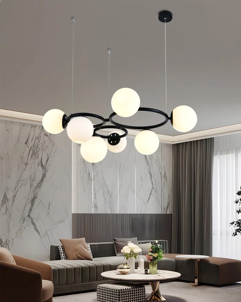 💡 Pendul N6805/7 – Contrast Vizual Puternic în Negru și Alb