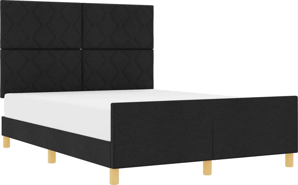 vidaXL Cadru de pat cu headboard Negru 160 x 200 cm țesătură