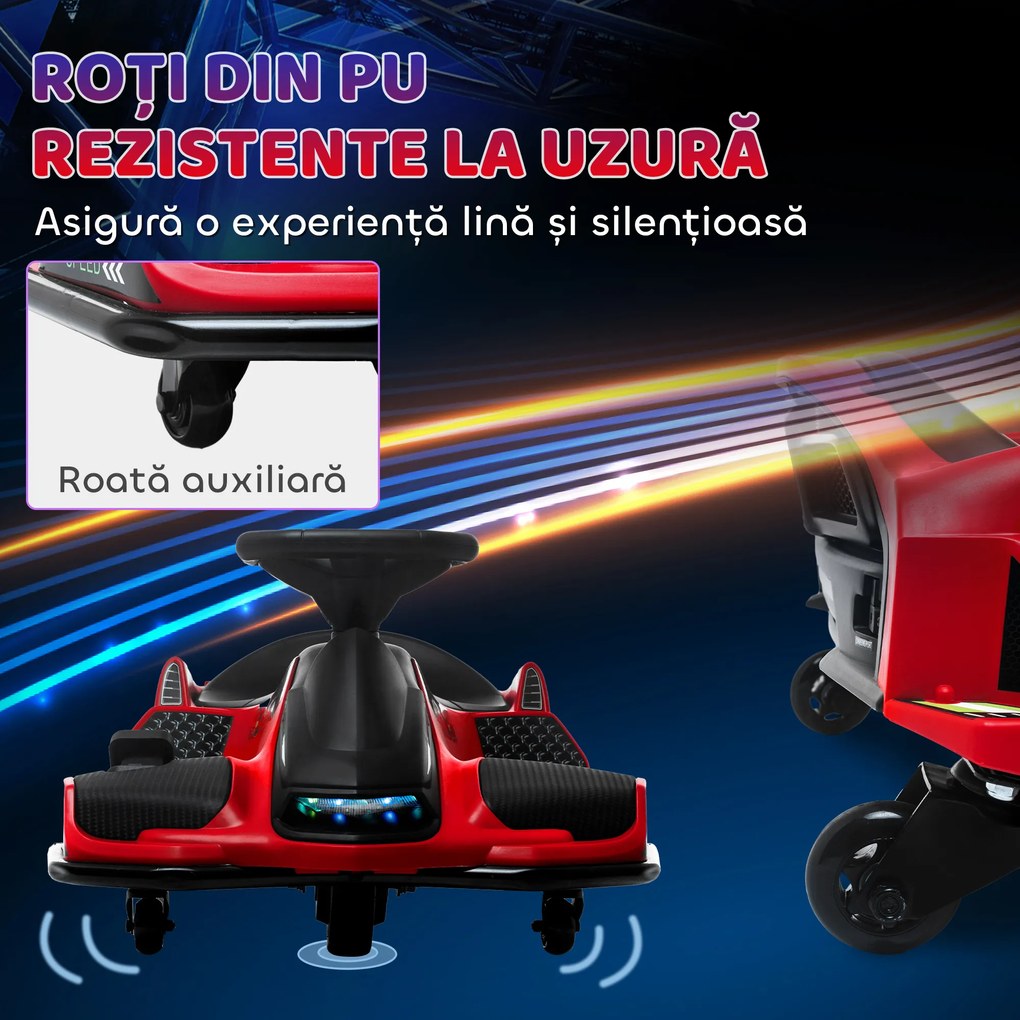 HOMCOM Kart Electric pentru Copii cu Pedale pentru Copii cu Pornire Lentă și Centură, 90x53x99 cm, Roșu | Aosom Romania