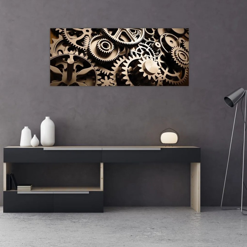 Tablou - Piese de ceas (120x50 cm)