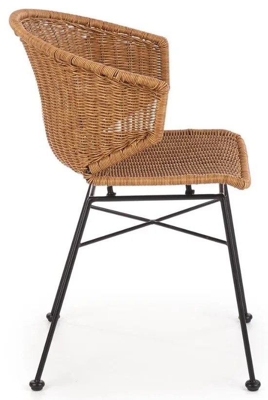 Scaun de bucaterie Besant, ratan / negru