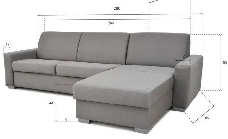 Canapea colțar extensibilă LEKA gri, cu spațiu depozitare, pentru dormit zilnic