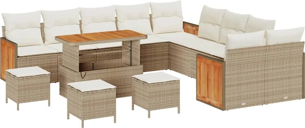 vidaXL Set de canapele pentru grădină 18 pcs Bej și crem poliratan