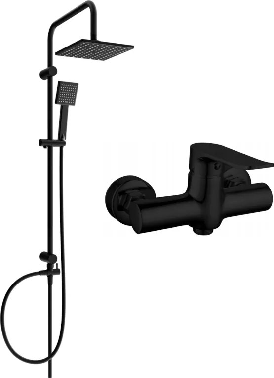 Mexen Tord set de duș montat pe perete cu cap de duș și baterie de duș Pecos, negru - 72740200-70