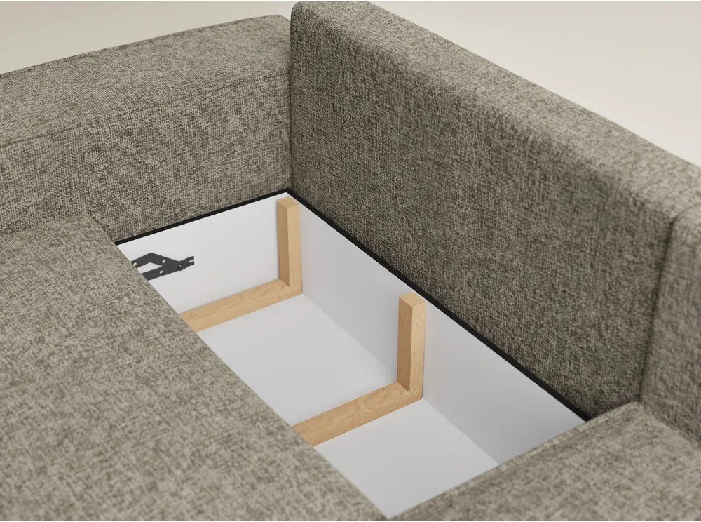 Colțar maro extensibil/cu spațiu de depozitare cu tapițerie din chenille (cu colț pe partea dreaptă/în formă de ”L”) Tonga – Maison de Rêve