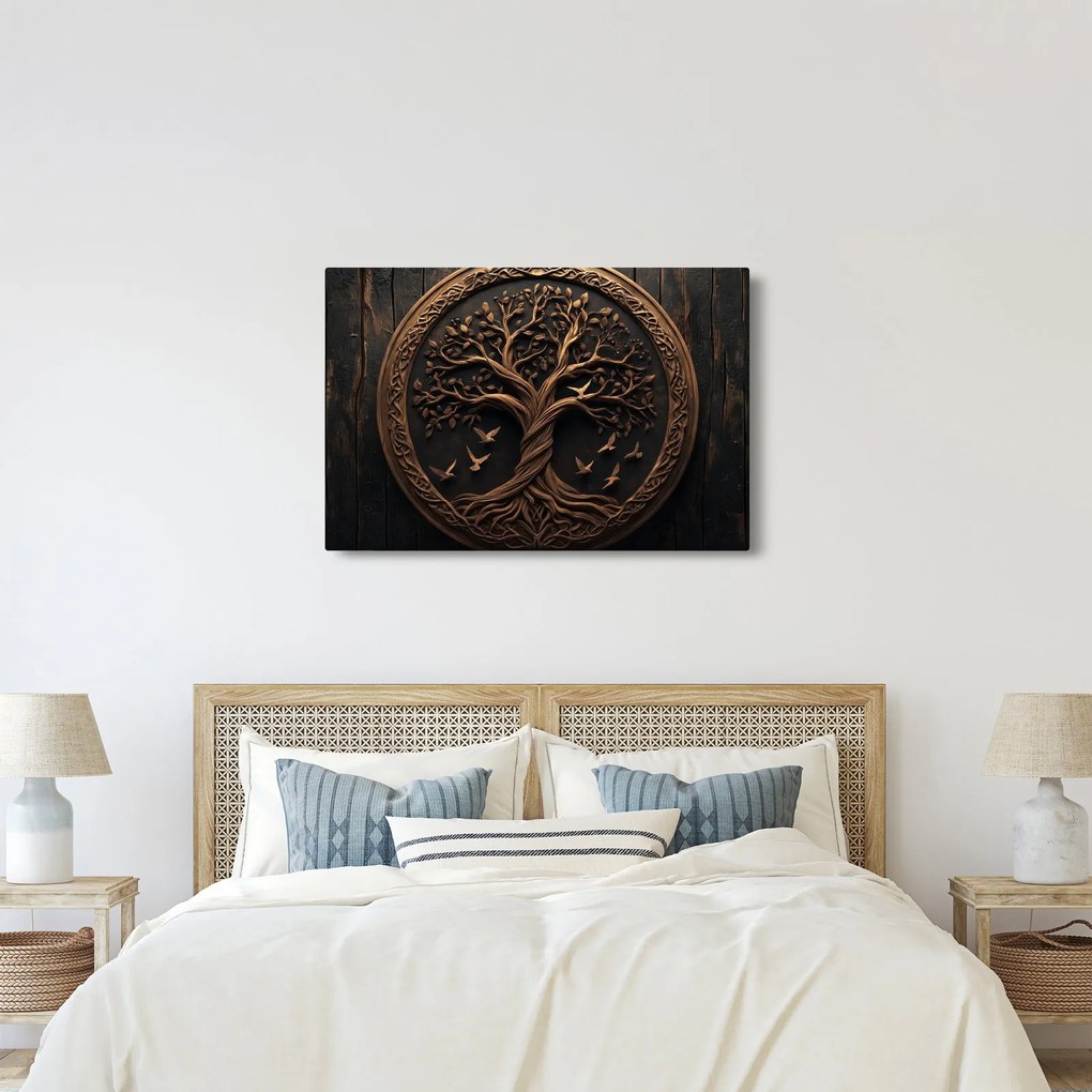 Tablou – Arborele vieții din lemn (90x60 cm)