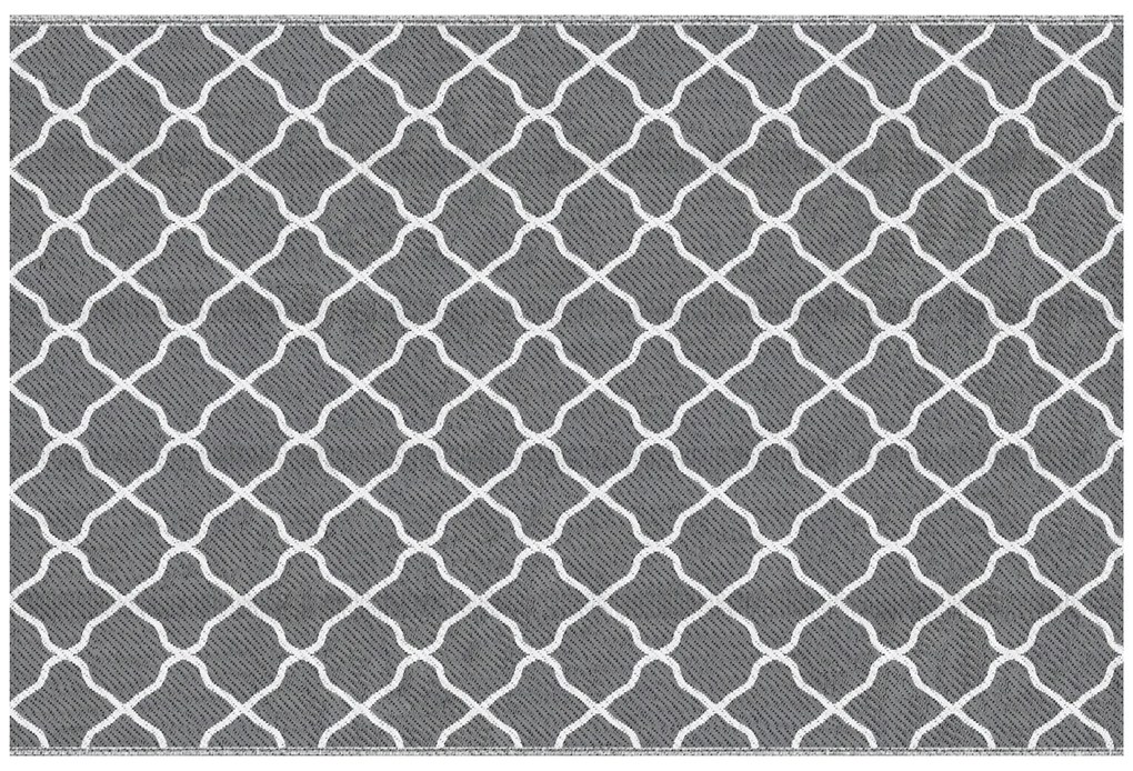 Outsunny Covor pentru Exterior 182x274 cm Reversibil, Covor Pliabil din Polipropilen 310 g/m² Gri si Alb
