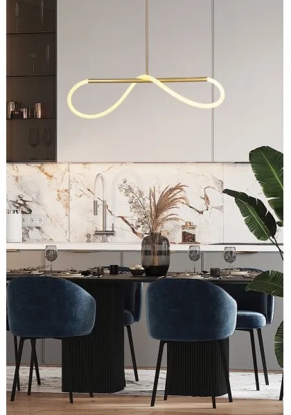 Lustră LED SUPREME suspendată pe cablu, 18 W, 230 V, 80 cm, auriu