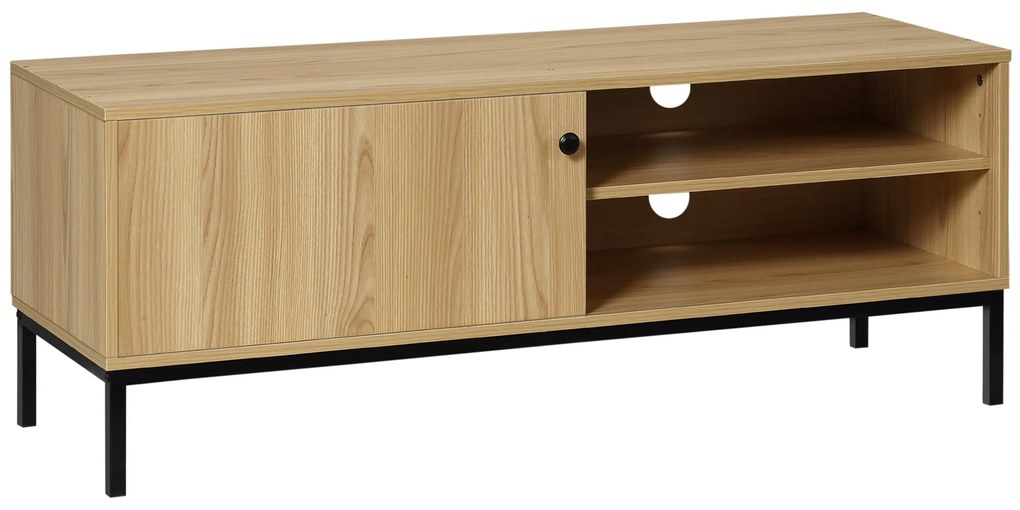 HOMCOM Stand TV max. 50 inch 3 compartimente 2 pasaje pentru cabluri cu ușă culisantă - dim. 120L x 39,5l x 46H cm | Aosom Romania