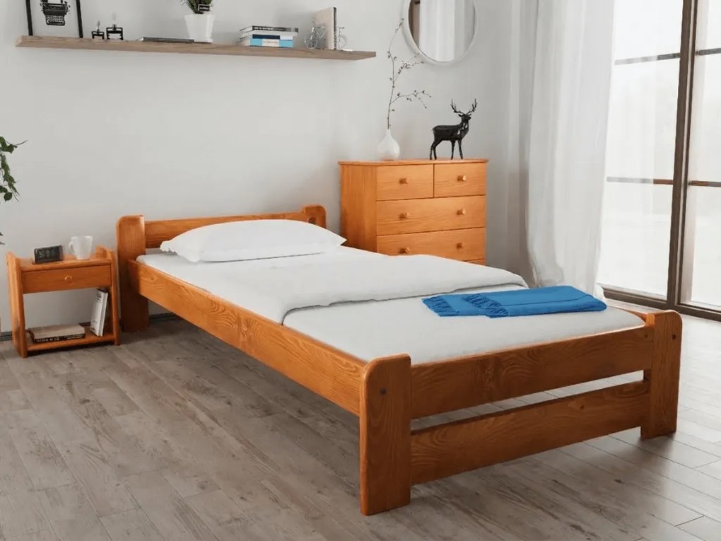 Pat de o persoana Emily 80x200 cm, arin Saltele: Fara saltea, Somiera pat: Cu lamele drepte