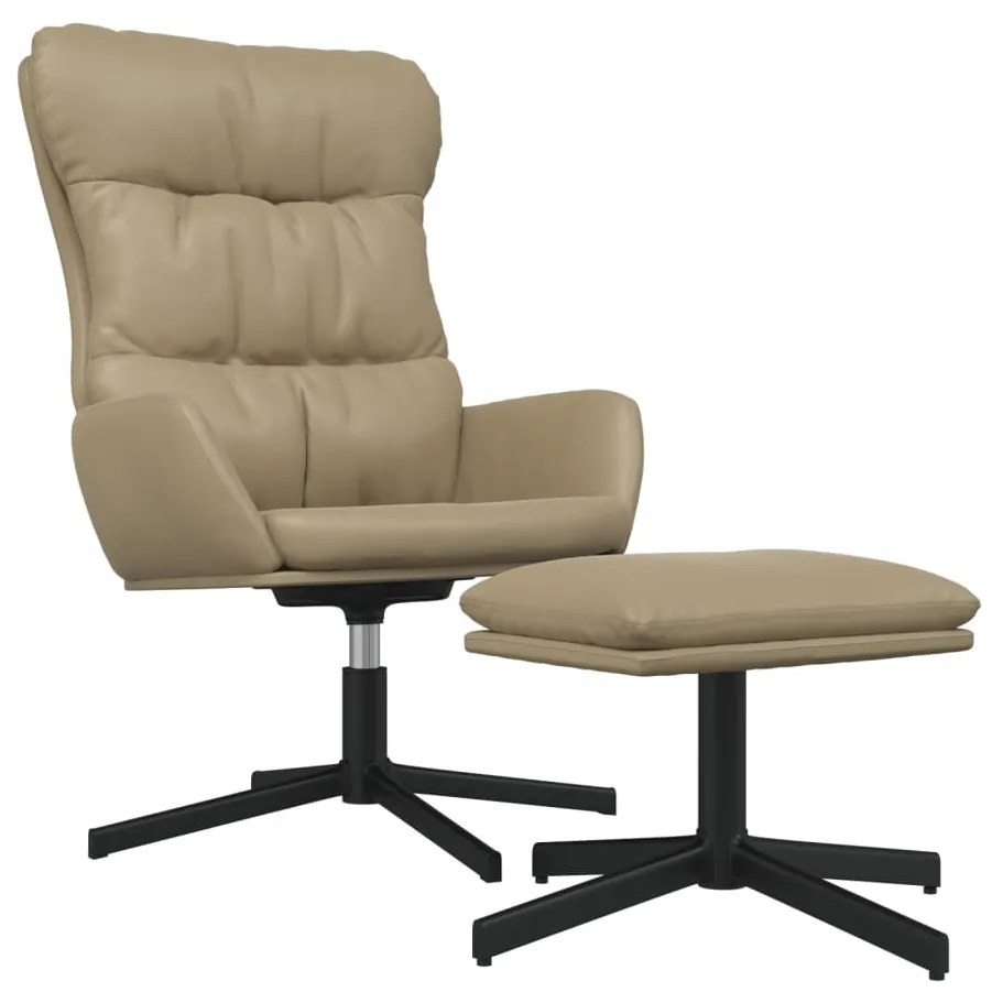 3097611 vidaXL Scaun de relaxare cu taburet, cappuccino, piele ecologică