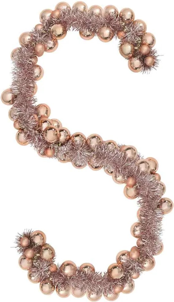 vidaXL Ghirlandă cu Bile de Crăciun Rose Gold 186 cm Polistiren