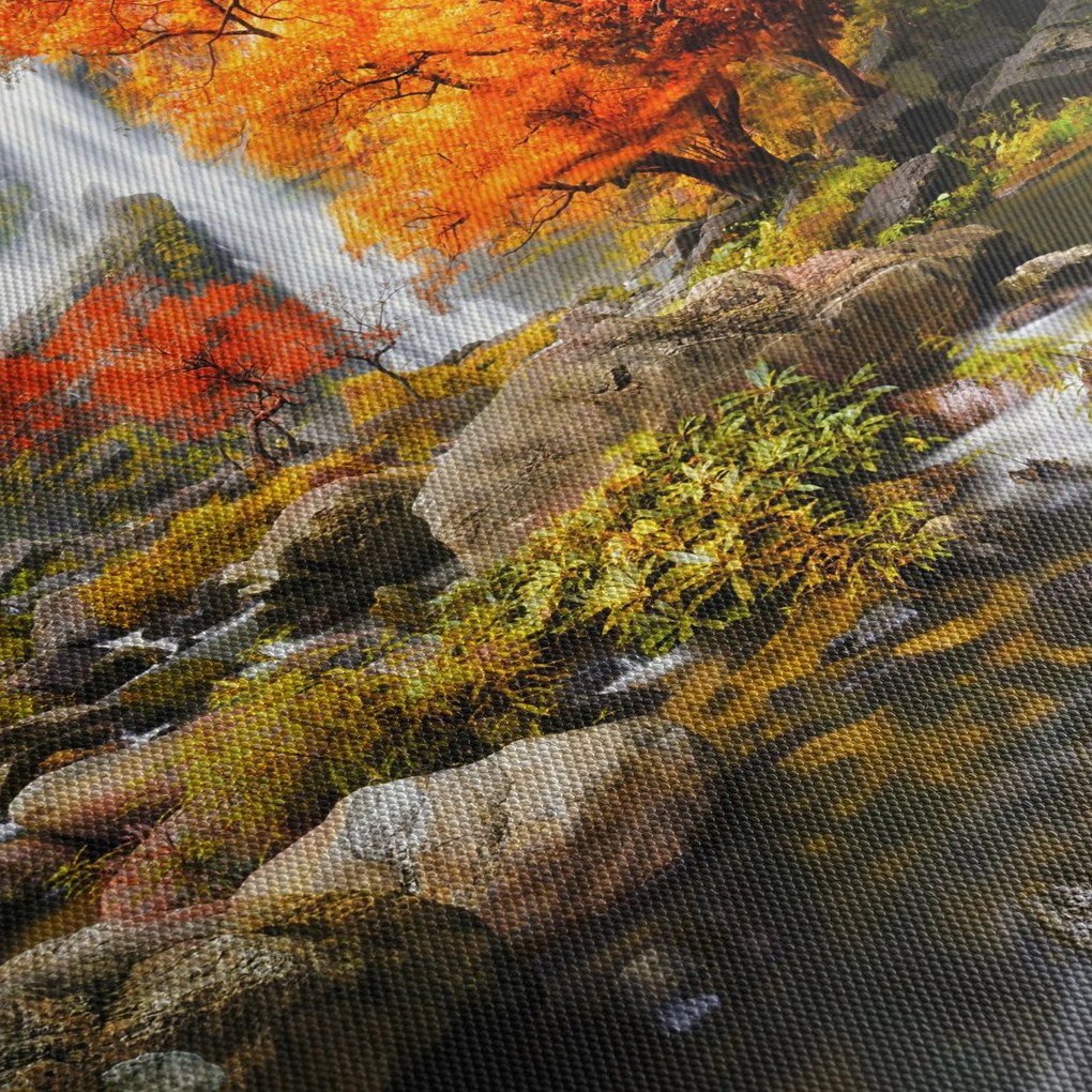 Tablou - Cascade în pădurea portocalie (150x105 cm)