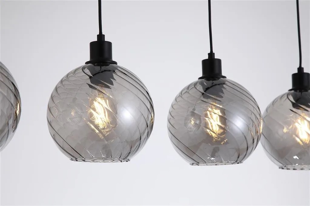 Lustra cu 4 pendule metal negru, sticla fumurie Radiance