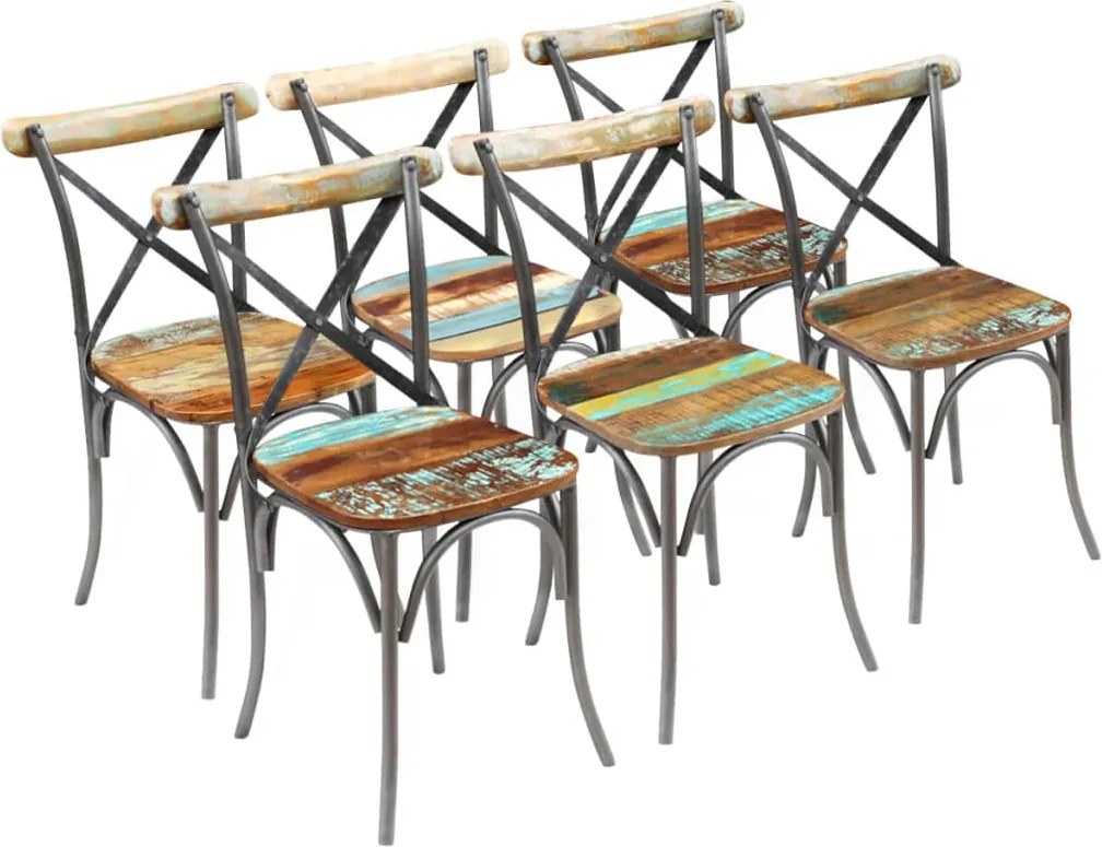 vidaXL Scaune de bucătărie, 6 buc., lemn masiv reciclat