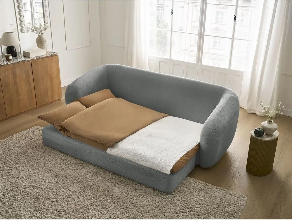 Canapea gri închis extensibilă cu tapițerie din chenille 228 cm Neyo – Bobochic Paris