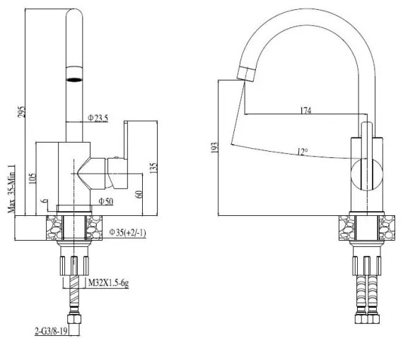 ALVEUS SET0026 - Chiuvetă de bucătărie LINE + Baterie pentru chiuvetă TONIA, 29,5 cm, satinat/crom