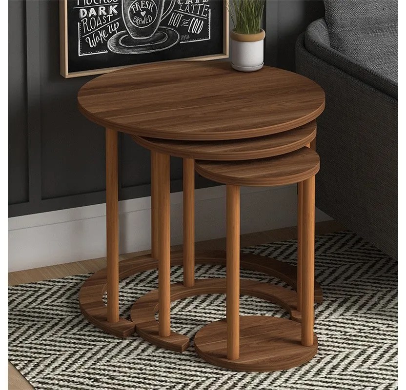 Set 3 măsuțe laterale Finley Pakoworld maro