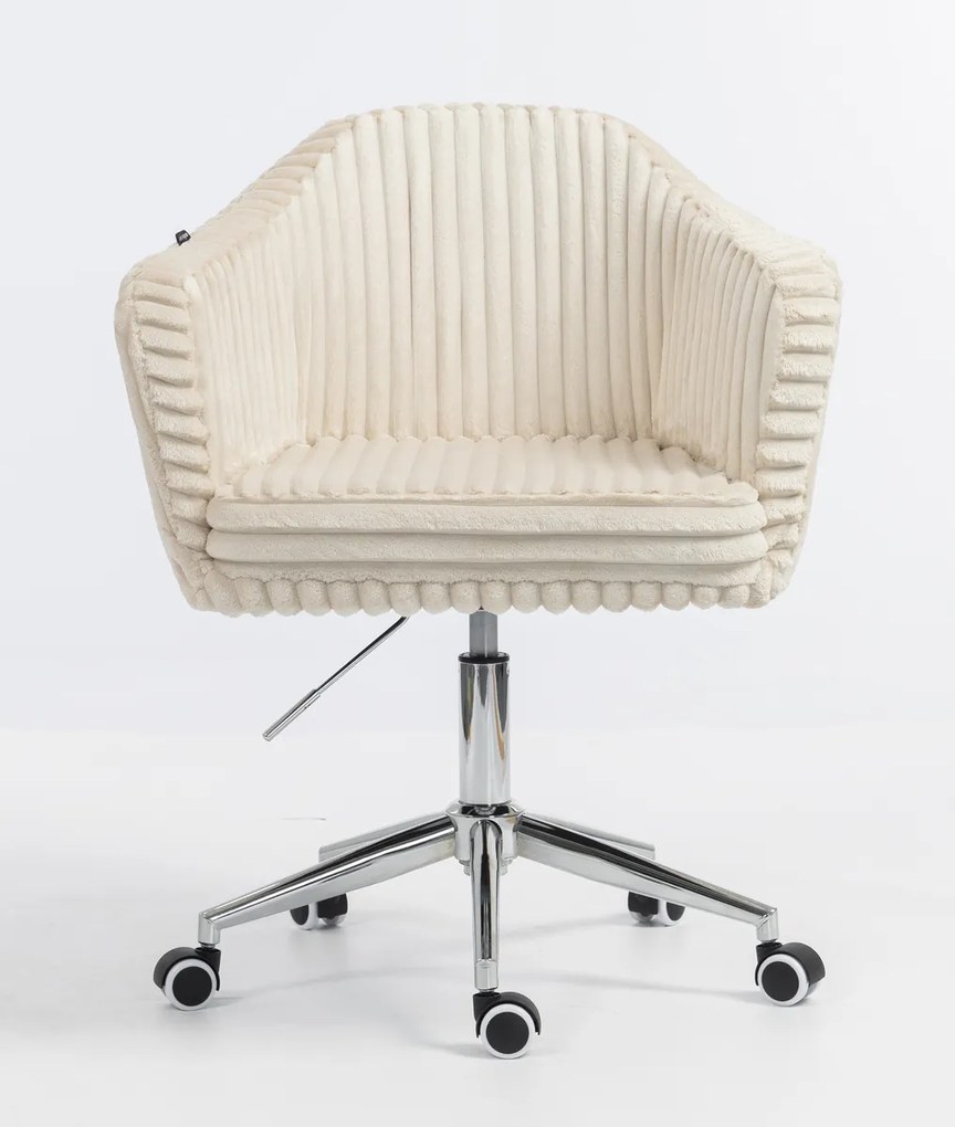 HR832K Scaun Cappuccino Teddy Cord cu Bază Cromata