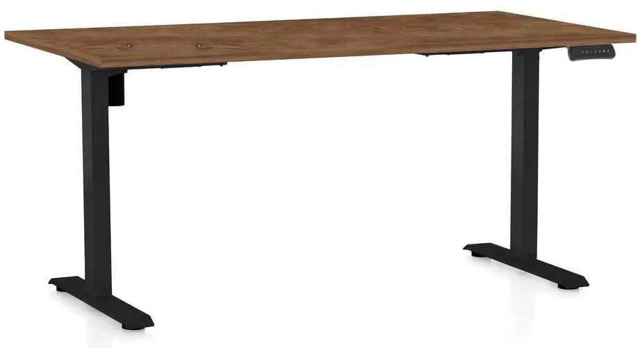 Masă înălțime reglabilă OfficeTech B, 160 x 80 cm, picioare negre, stejar silverjack