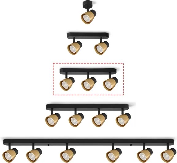 Brilagi - Spot LED RGBW reglabil NUGGET, 3x GU10, 4,8W, 230V, negru/auriu