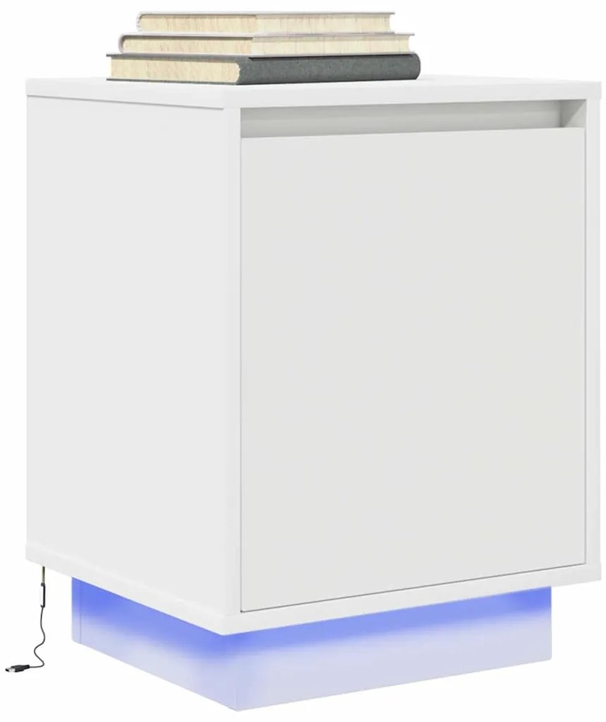 vidaXL Noptiera cu lumini LED alb 38x34x50 cm