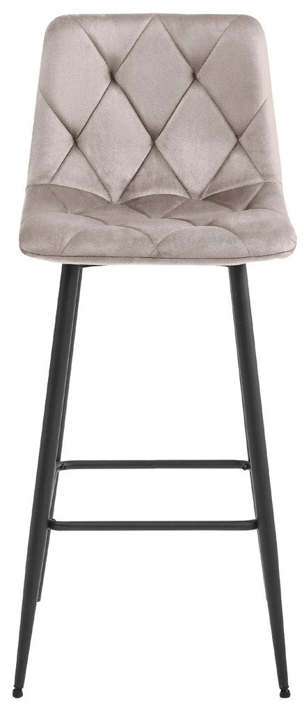 Scaun de bar NADO VELVET bej inchis cu picioare negre
