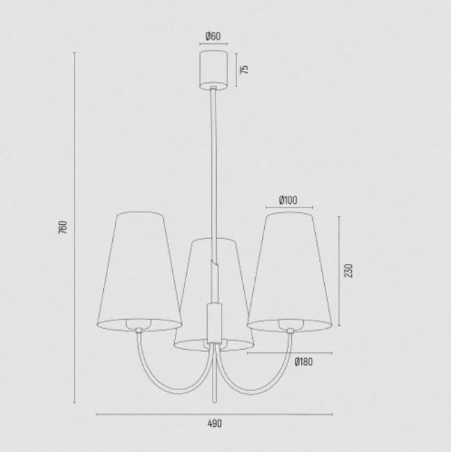 Lustra cu 3 brate design modern Safiano visiniu, auriu