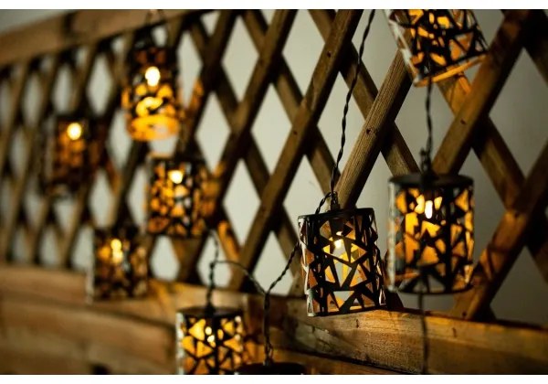 Instalație LED solară 10xE12/3,65m IP44 alb cald