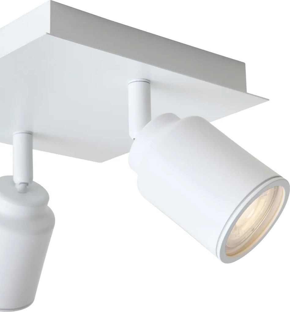 Spot de baie modern alb pătrat cu 2 lumini IP44 - Ducha