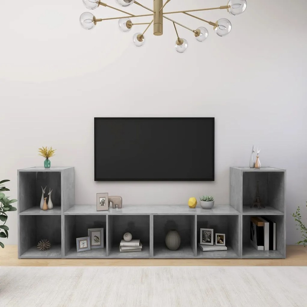 vidaXL Dulapuri TV 2 buc gri beton, 72x35x36,5 cm lemn prelucrat