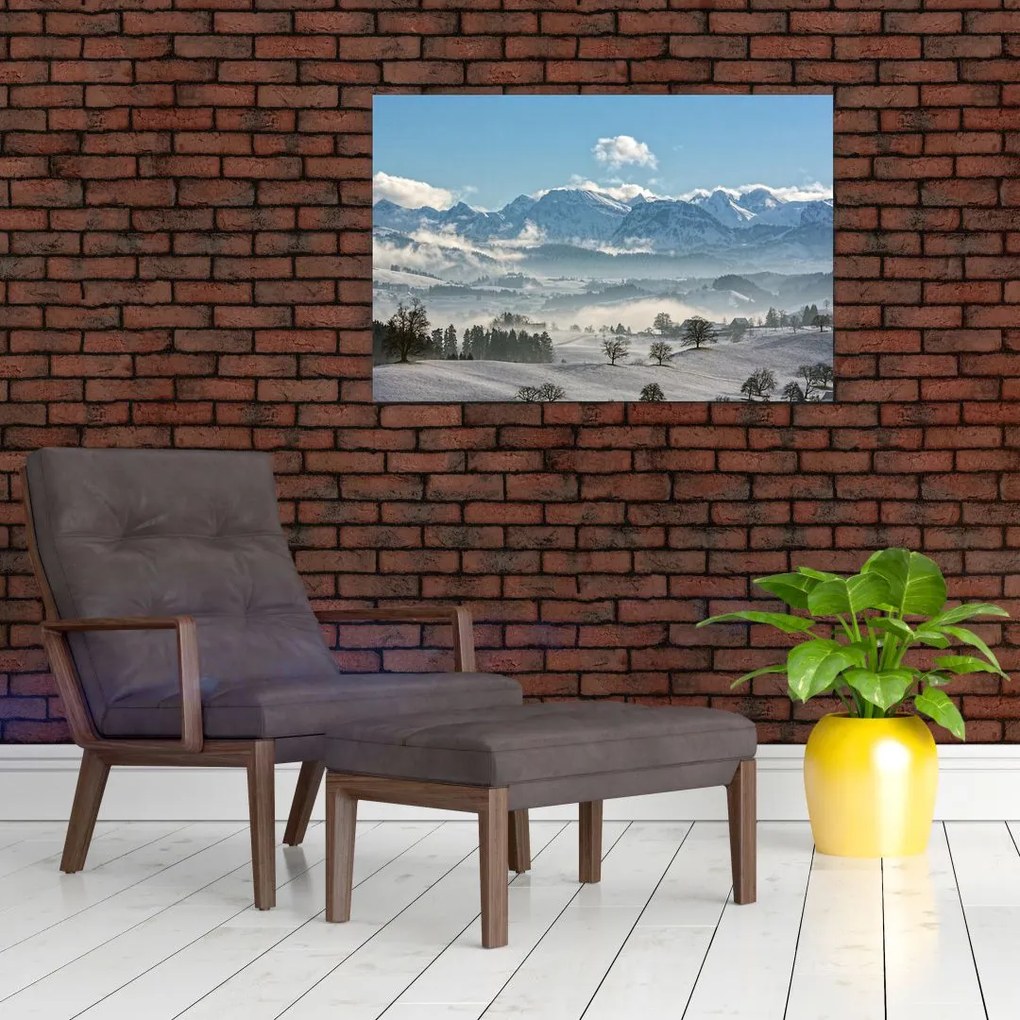 Tablou cu munții înzăpeziți (90x60 cm)