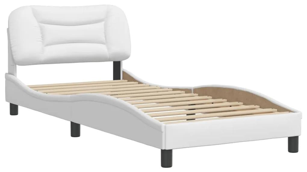 3207961 vidaXL Cadru de pat cu tăblie, alb, 80x200 cm, piele ecologică