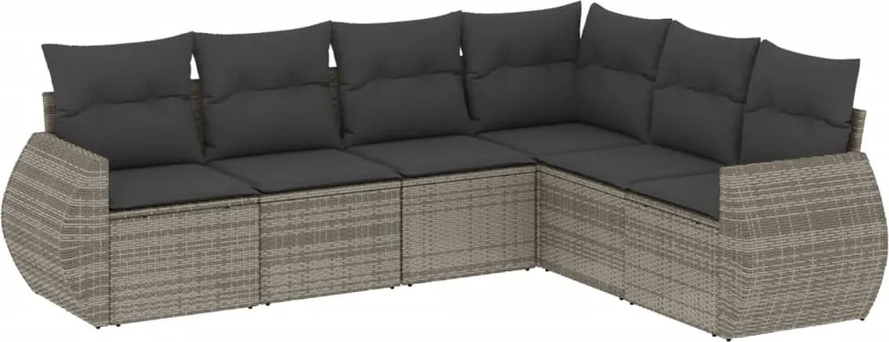 vidaXL Set mobilier grădină cu perne, 6 piese, gri, poliratan