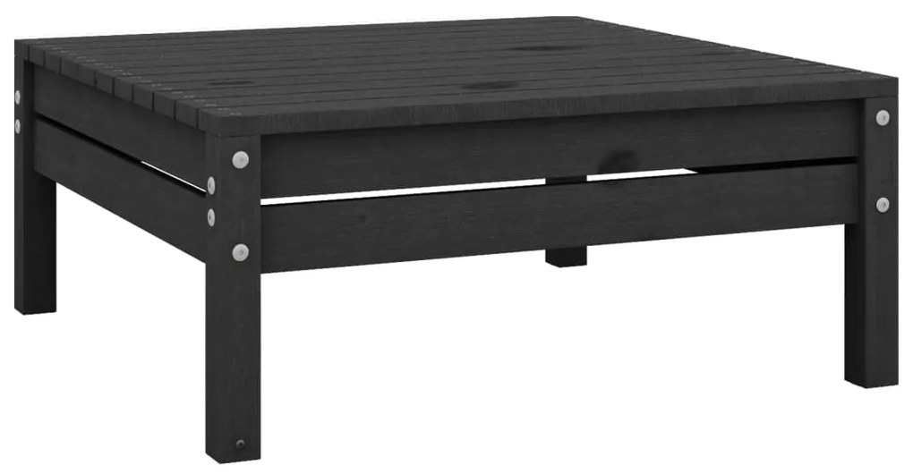 Set mobilier de gradina, 9 piese, negru, lemn masiv de pin Negru, 1