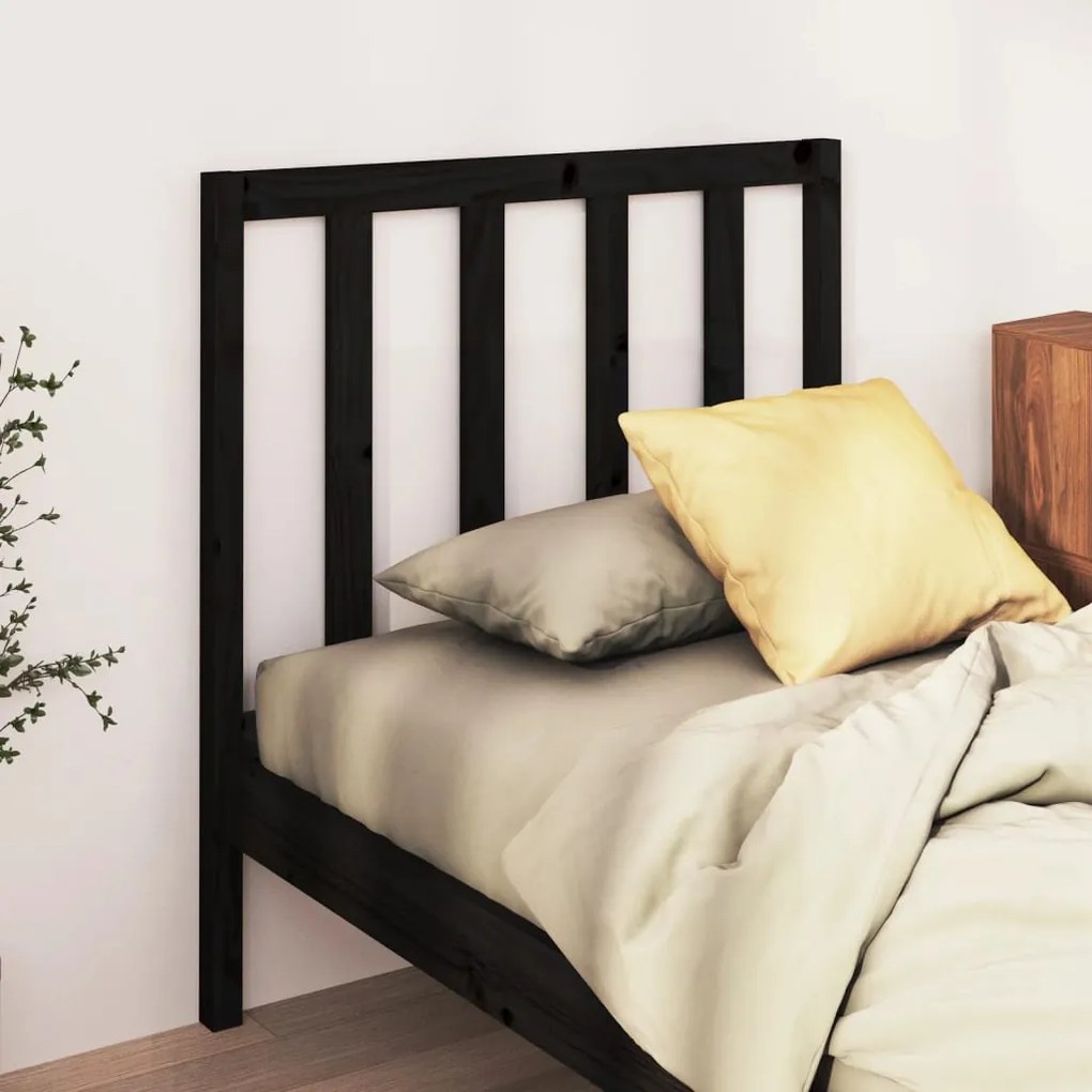 vidaXL Tăblie de pat, negru, 96x4x100 cm, lemn masiv de pin