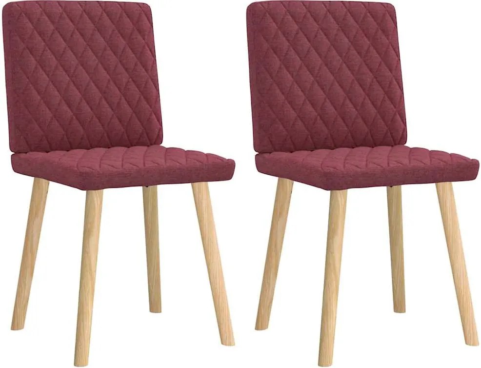 vidaXL Scaune de bucătărie, 2 buc., roșu vin, material textil