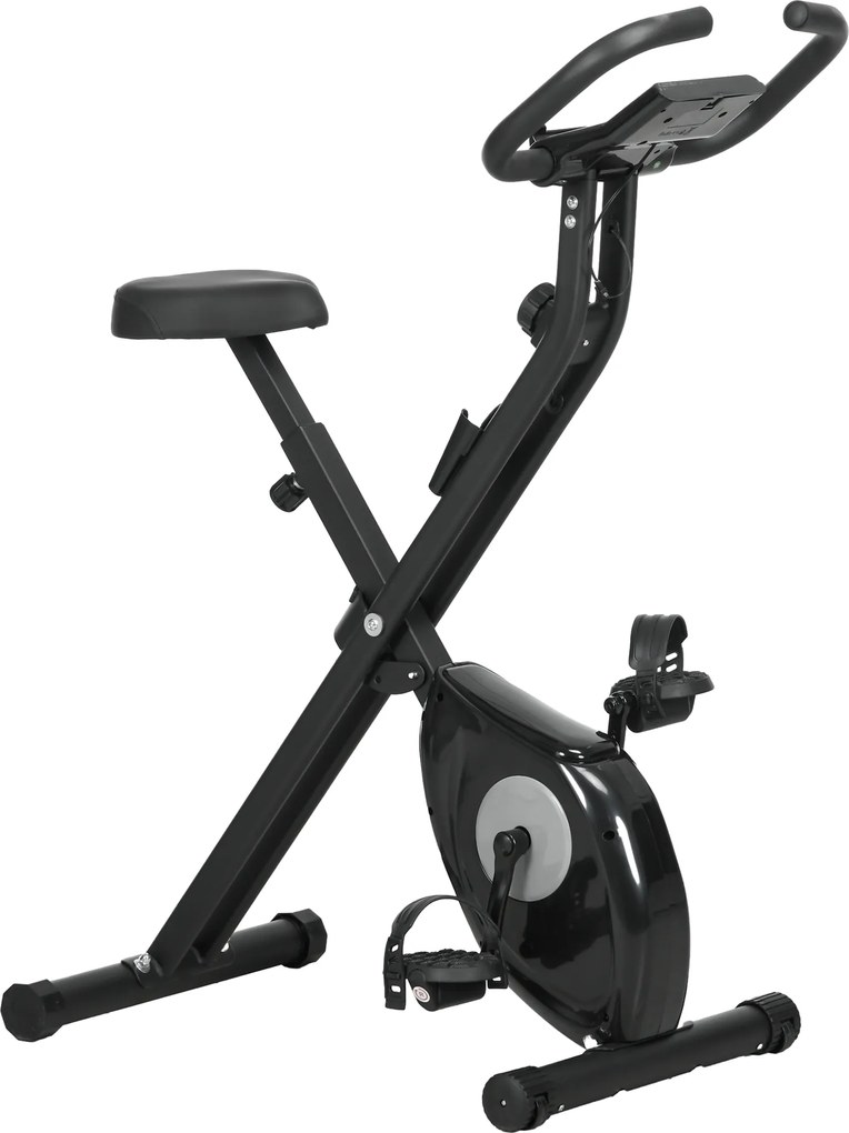 HOMCOM Bicicletă Statică Pliabilă cu 8 Nivele de Rezistență Magnetică Ecran LCD și Șea Reglabilă 43x85x109cm Negru | Aosom Romania