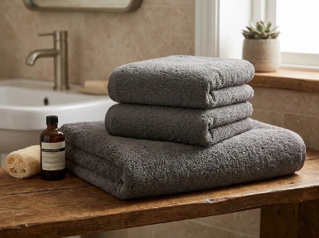 Prosop NORIELLE 70x140 cm gri inchis, 100% bumbac