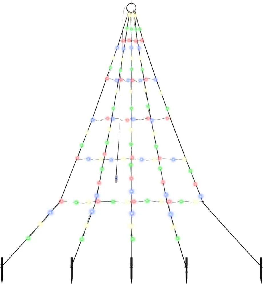 vidaXL Brad de Crăciun LED cu țevi de prindere în pământ 182 cm Metal