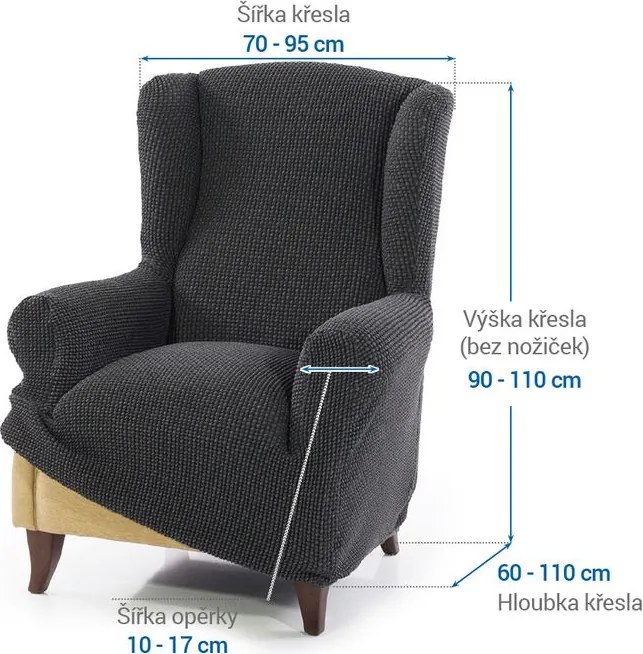 Nueva Textura Huse care se întind foarte bine NIAGARA antracit fotoliu clasic (l. 70 - 95 cm)
