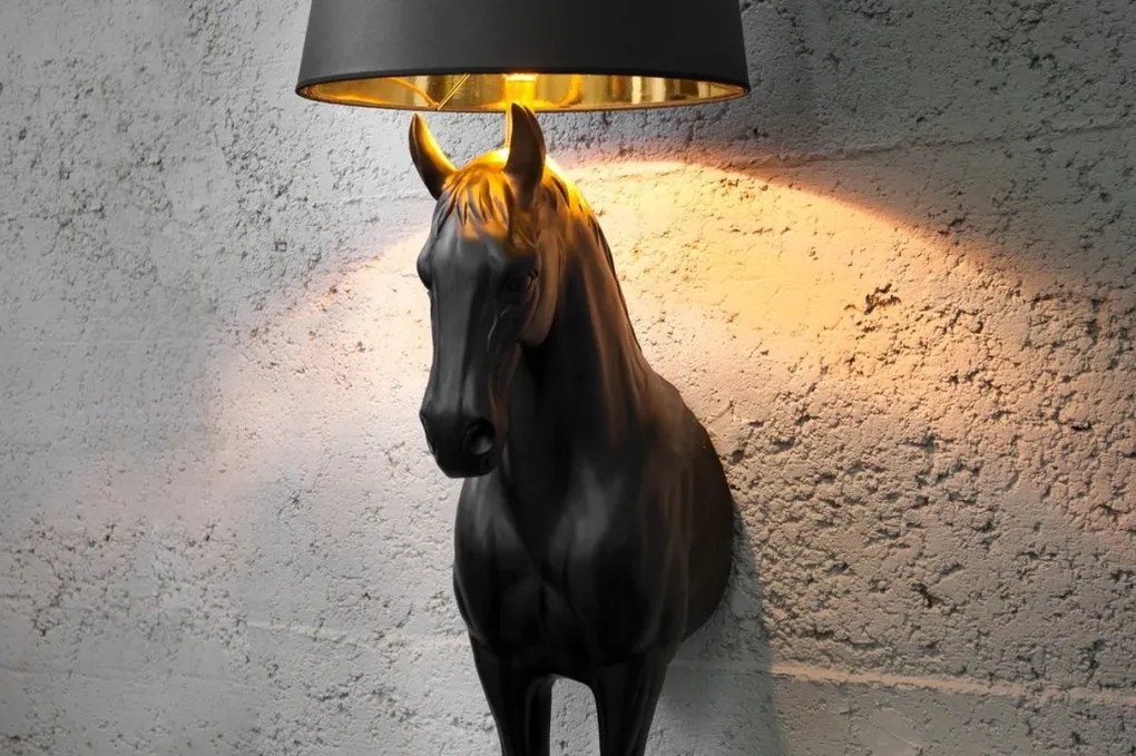 Lampa decorativa de podea, Cal, Negru, BLACK BEAUTY 130cm