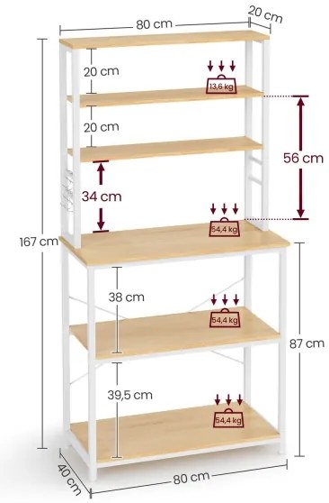 Raft cu polițe pentru bucătărie MARGE maro/alb