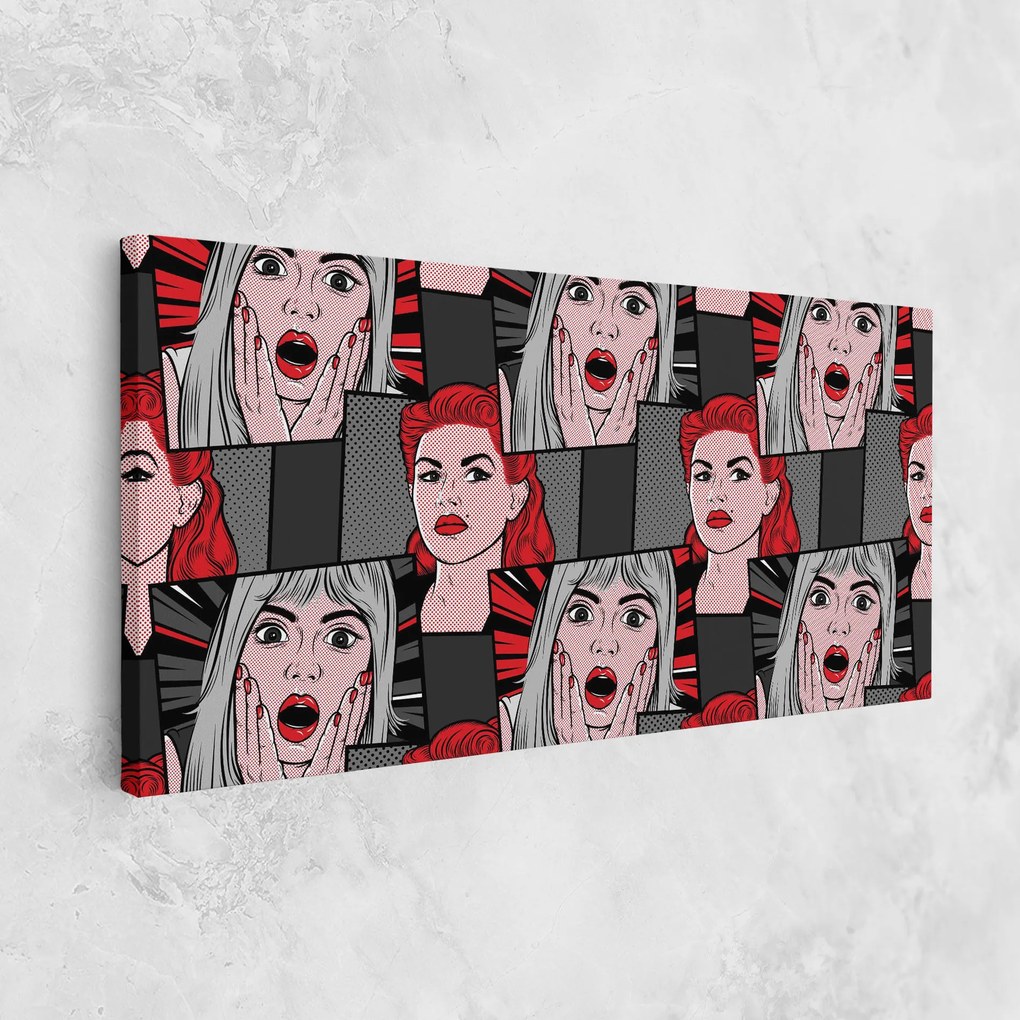 Tablou Canvas, 60x120cm, Dormitor si Living, Moderne, Pop, Grey Red Pop Art
