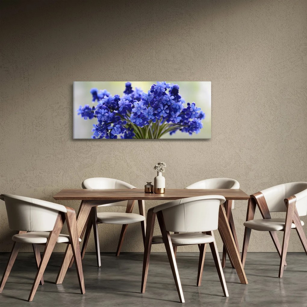 Tablou buchet cu flori albastre (120x50 cm)